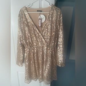 Gold sequins wrap dress